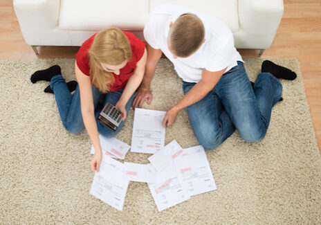 Couple checking finances